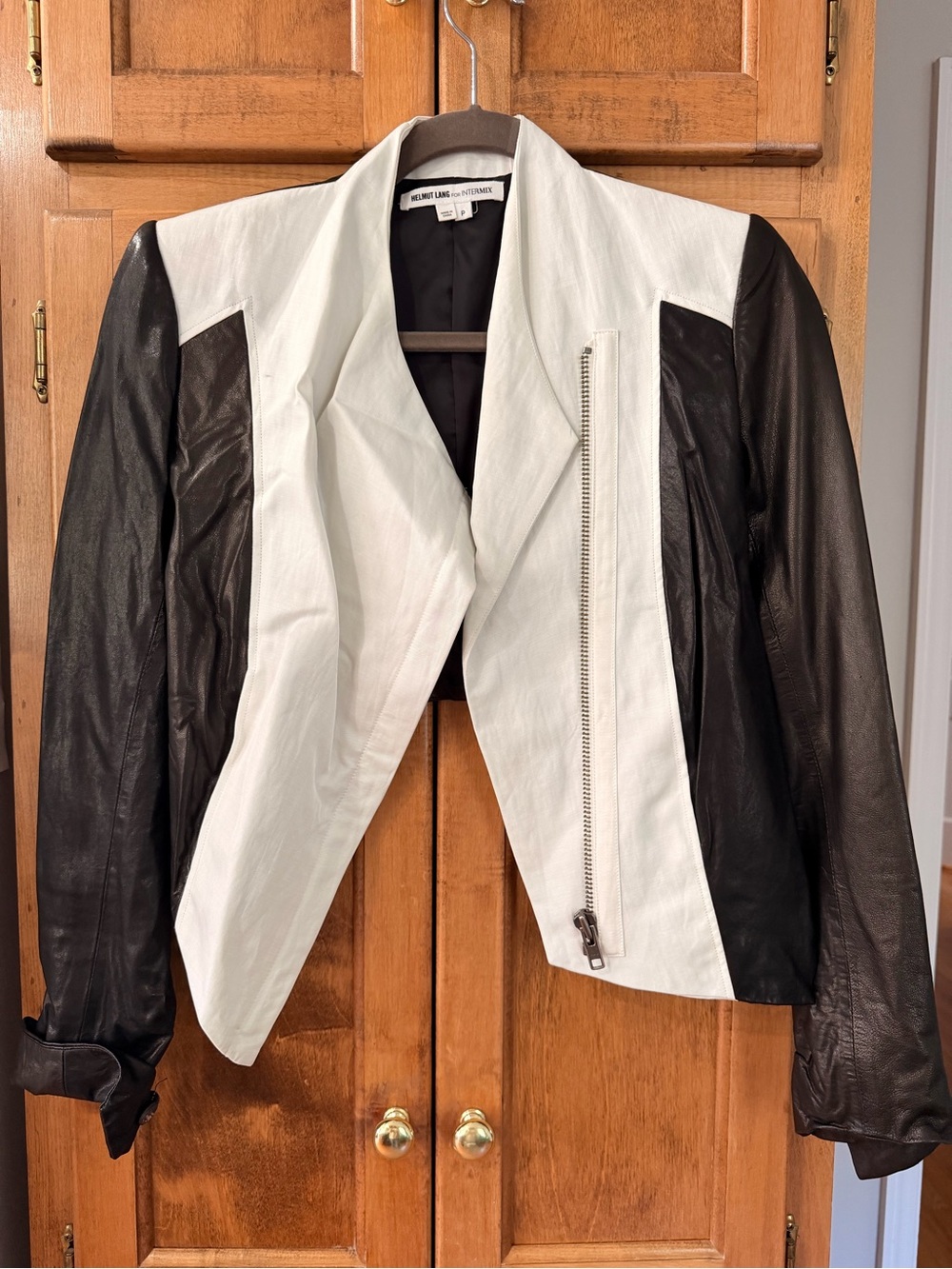 Helmut Lang Black & White Two-Tone Leather Jacket